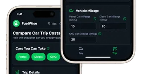 FuelWise app screenshot — fuel cost comparison tool