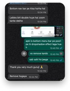 WhatsApp chat — Sunil sir reviewing a student's assignment